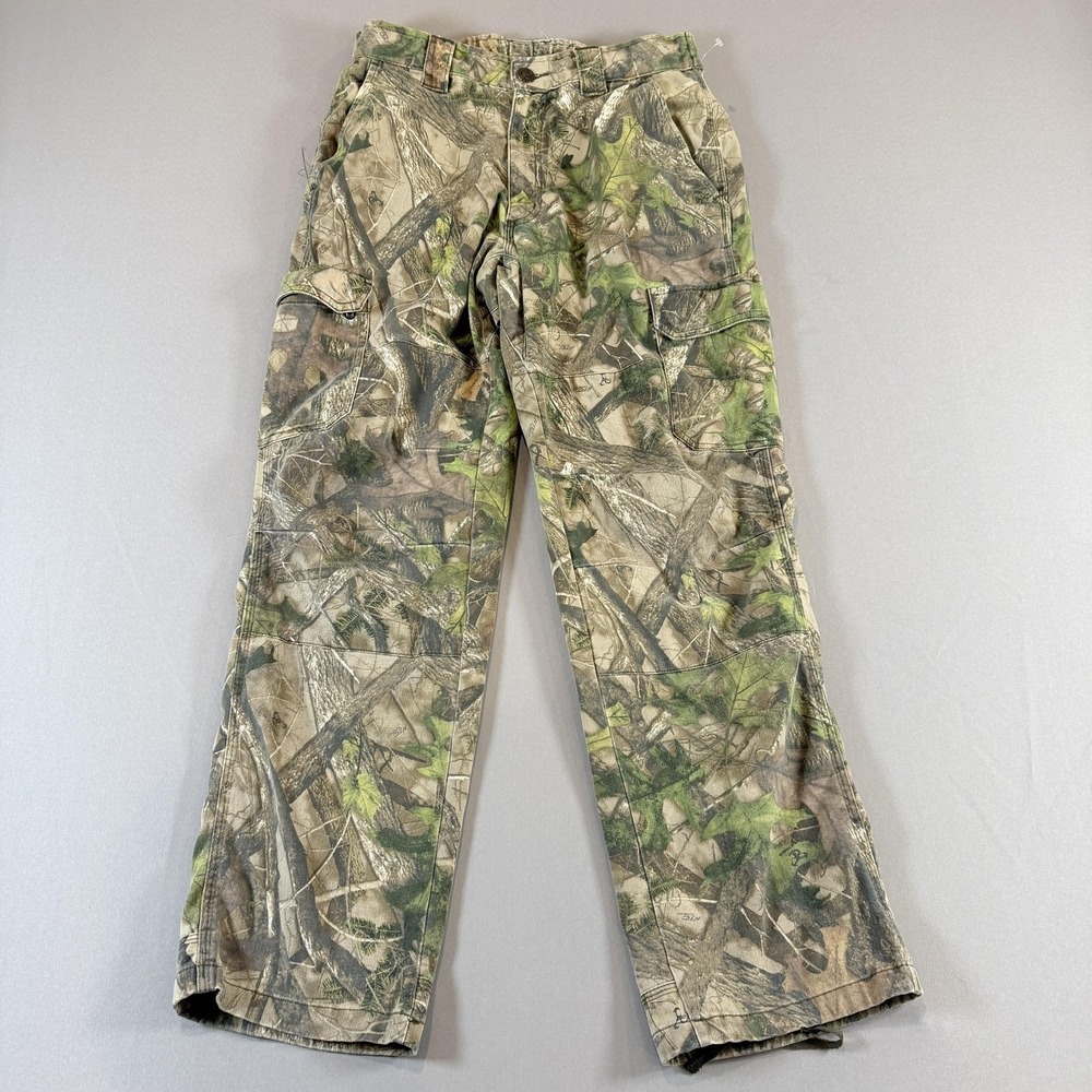 RedHead‎ Silent Hide Pants Mens 29x29 Green Camo Cargo Elastic Waist Hunting
